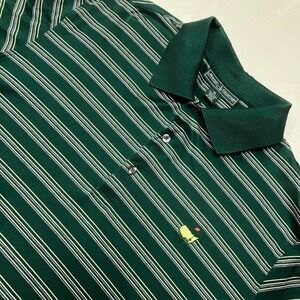 Masters Collection Golf Polo Shirt Men's XL Green White Striped Logo Pima Cotton
